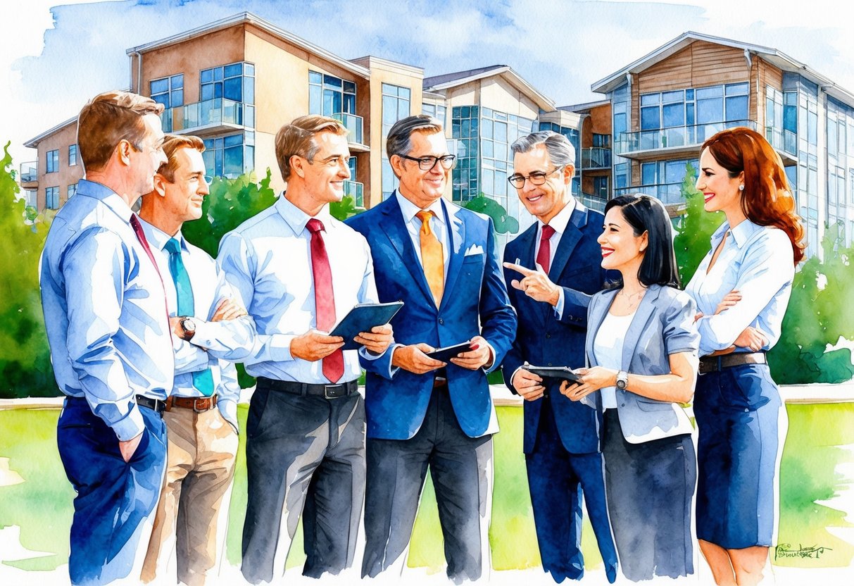 A group of real estate professionals discussing investment opportunities in Rochester, MN