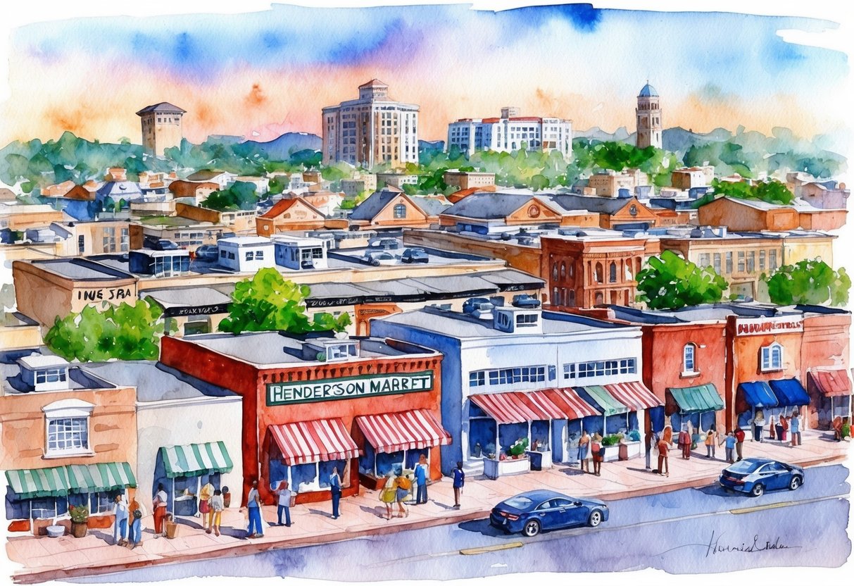 A bustling Henderson market with diverse real estate properties and investors