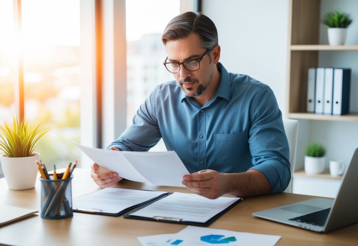 A real estate investor reviewing legal documents and regulations for properties in Columbus, OH