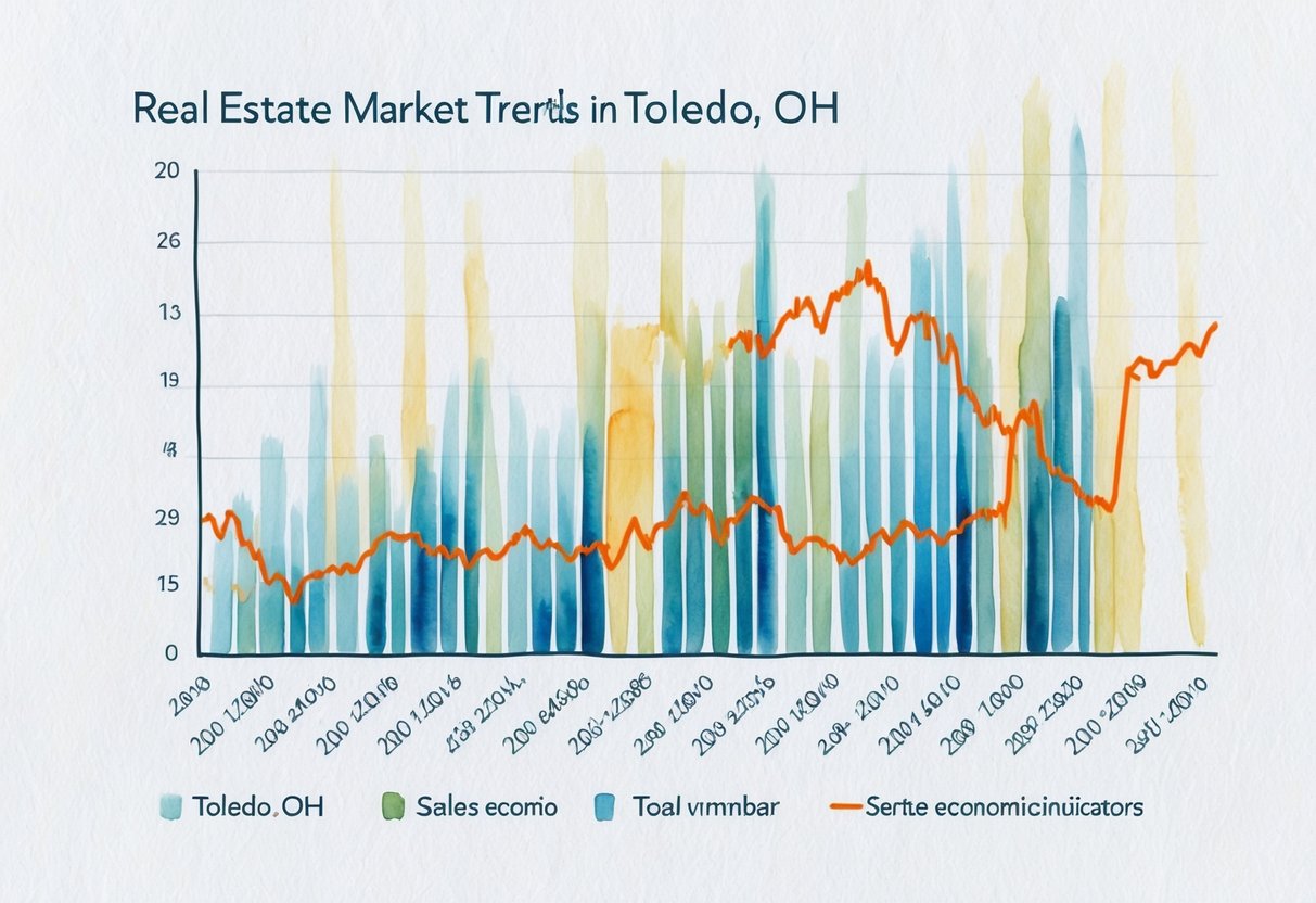 A graph showing real estate market trends in Toledo, OH with various economic indicators displayed