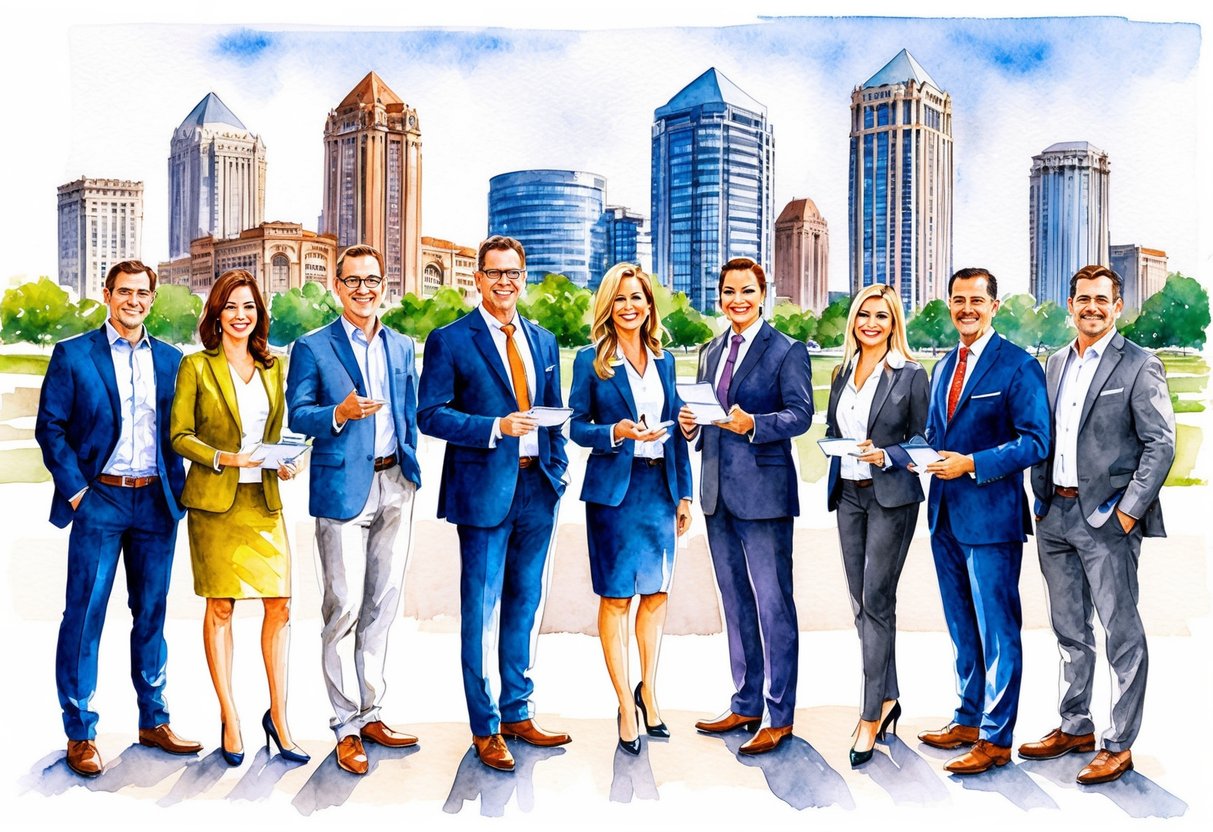 A group of professionals networking and supporting real estate investing in a bustling Oklahoma City, Oklahoma