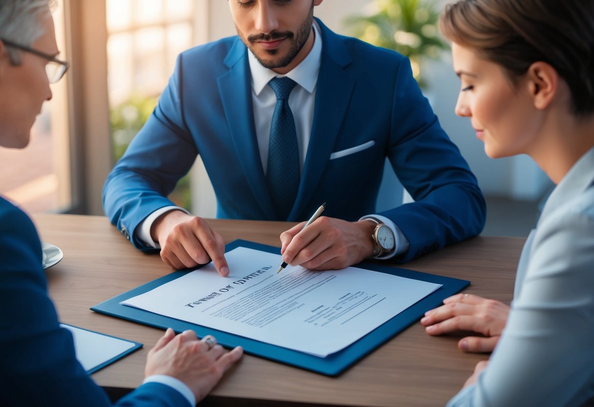 A person signing a document while another person looks on, symbolizing the transfer of legal authority through Power of Attorney