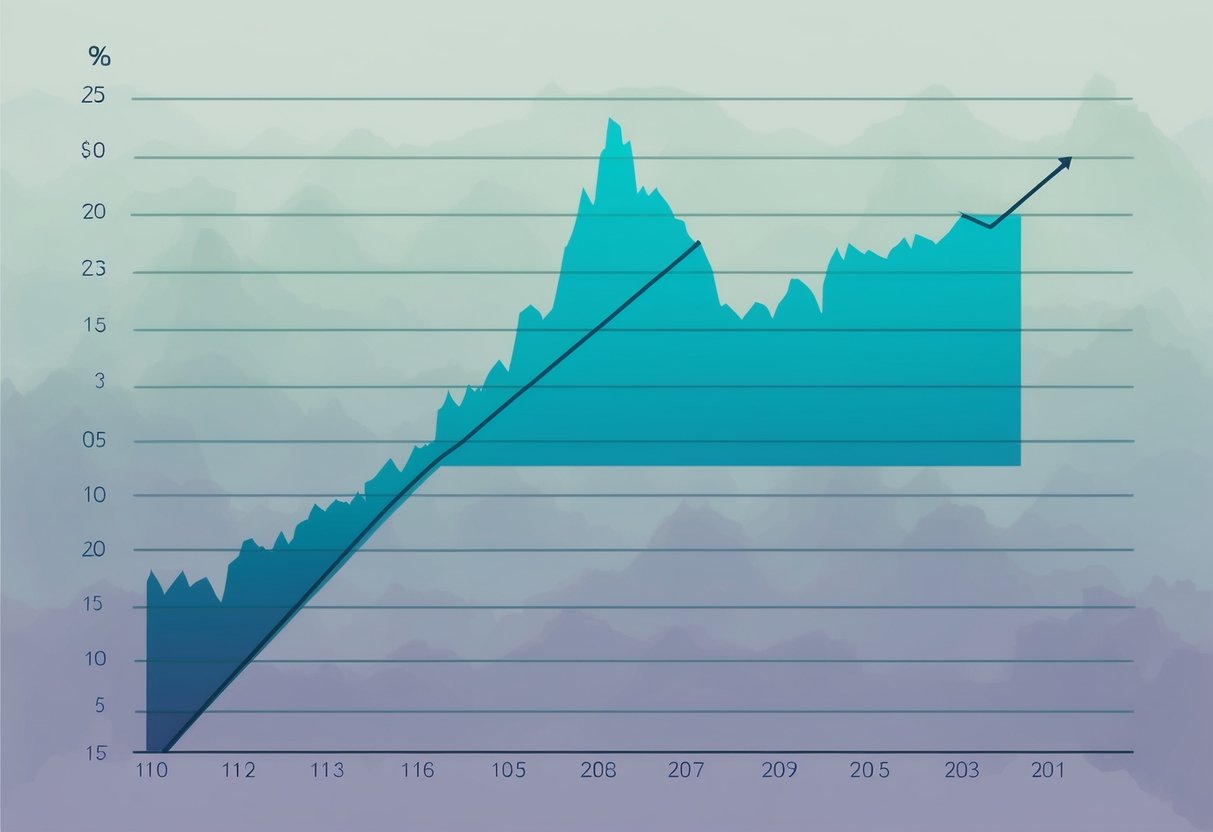 A graph depicting a rising line representing inflation, overshadowing a declining line representing retirement savings