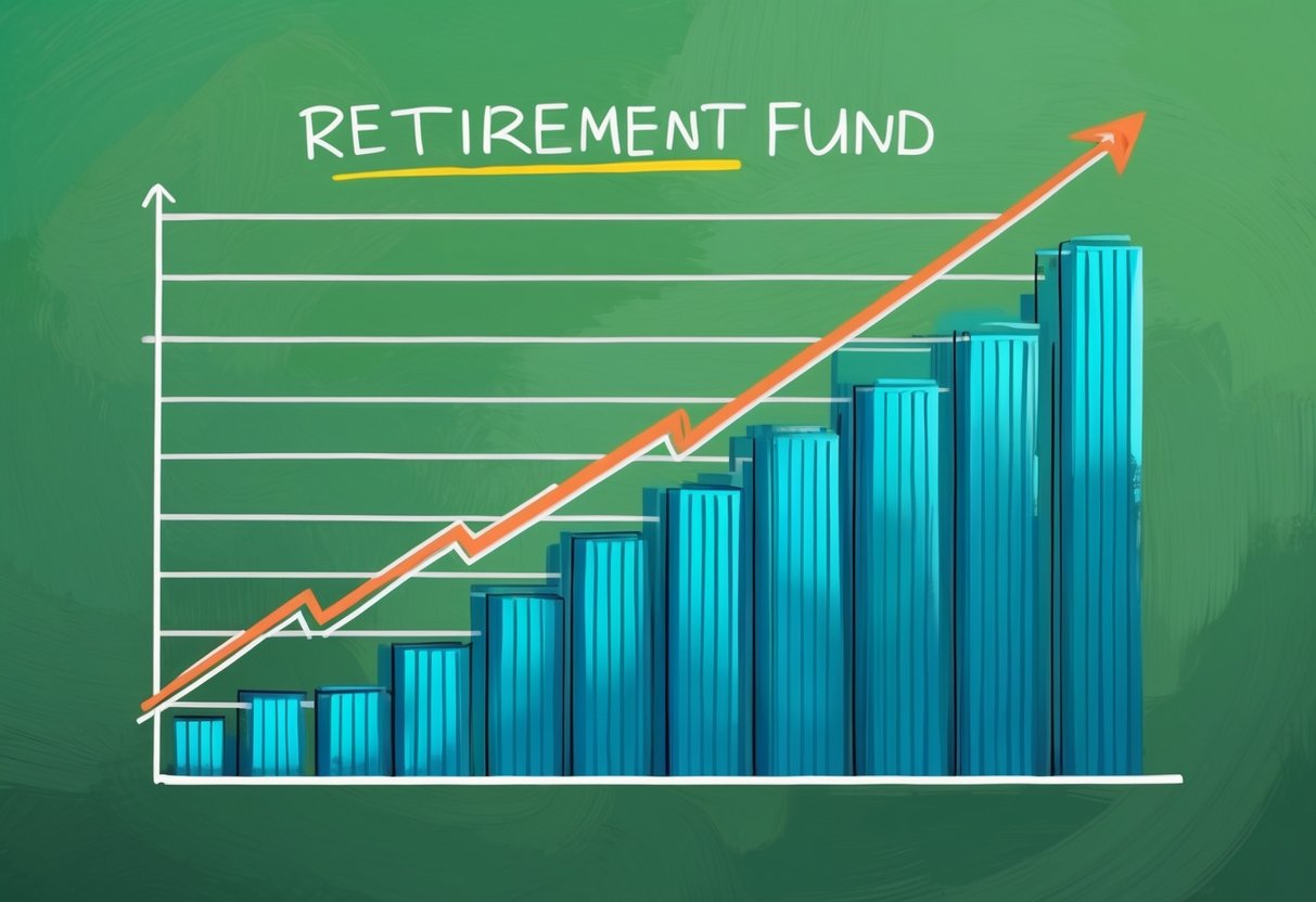 A graph showing a steep decline in financial markets, with a retirement fund being wiped out by market volatility