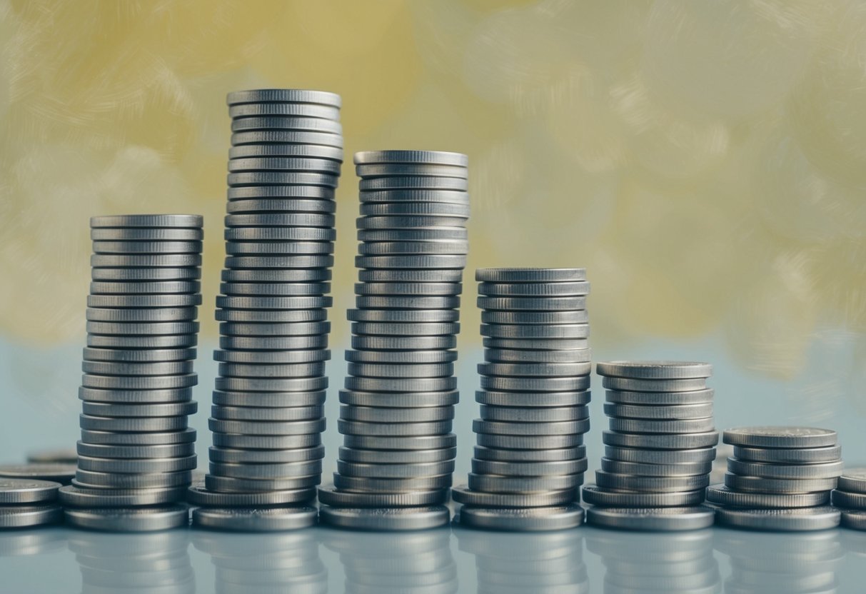 A stack of coins slowly diminishing in size, symbolizing the draining effect of underestimating longevity in retirement planning