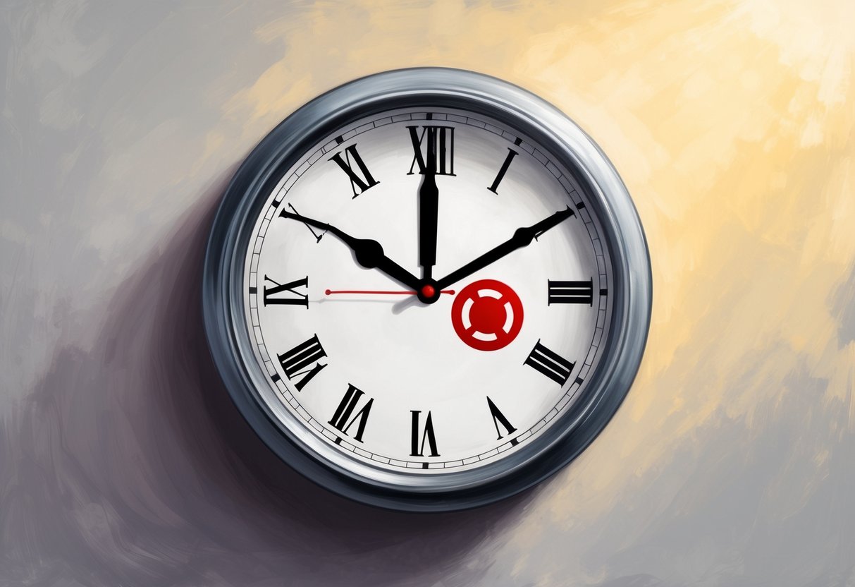 A clock showing retirement age with a red penalty symbol