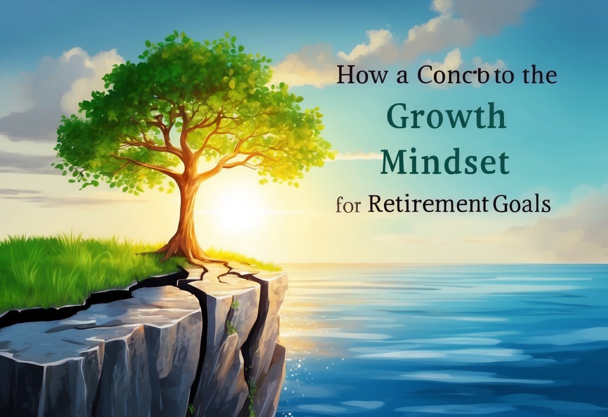 A tree growing from a crack in a rock, reaching towards the sun, symbolizing growth mindset and overcoming challenges for retirement goals