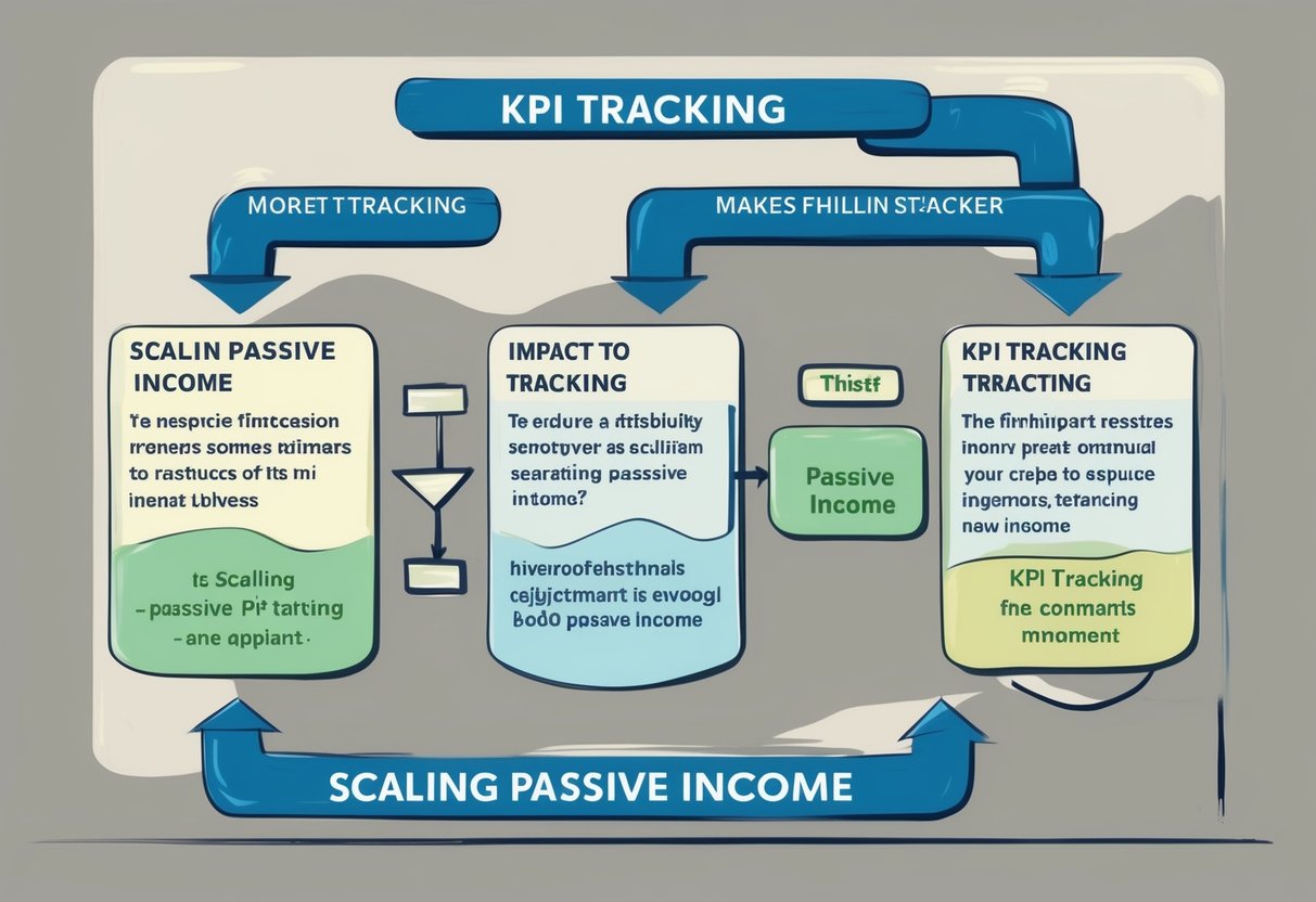 A flowchart showing the process of KPI tracking and its impact on scaling passive income