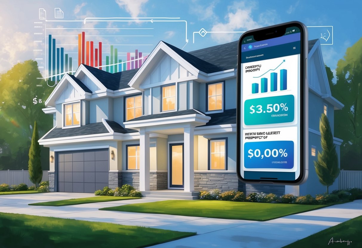 A modern rental property with advanced management tools and charts showing increased profits