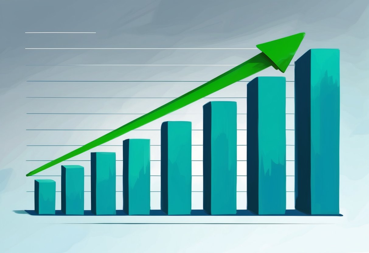 A graph showing a steady upward trend, with a strong foundation at the base and a clear trajectory towards long-term growth