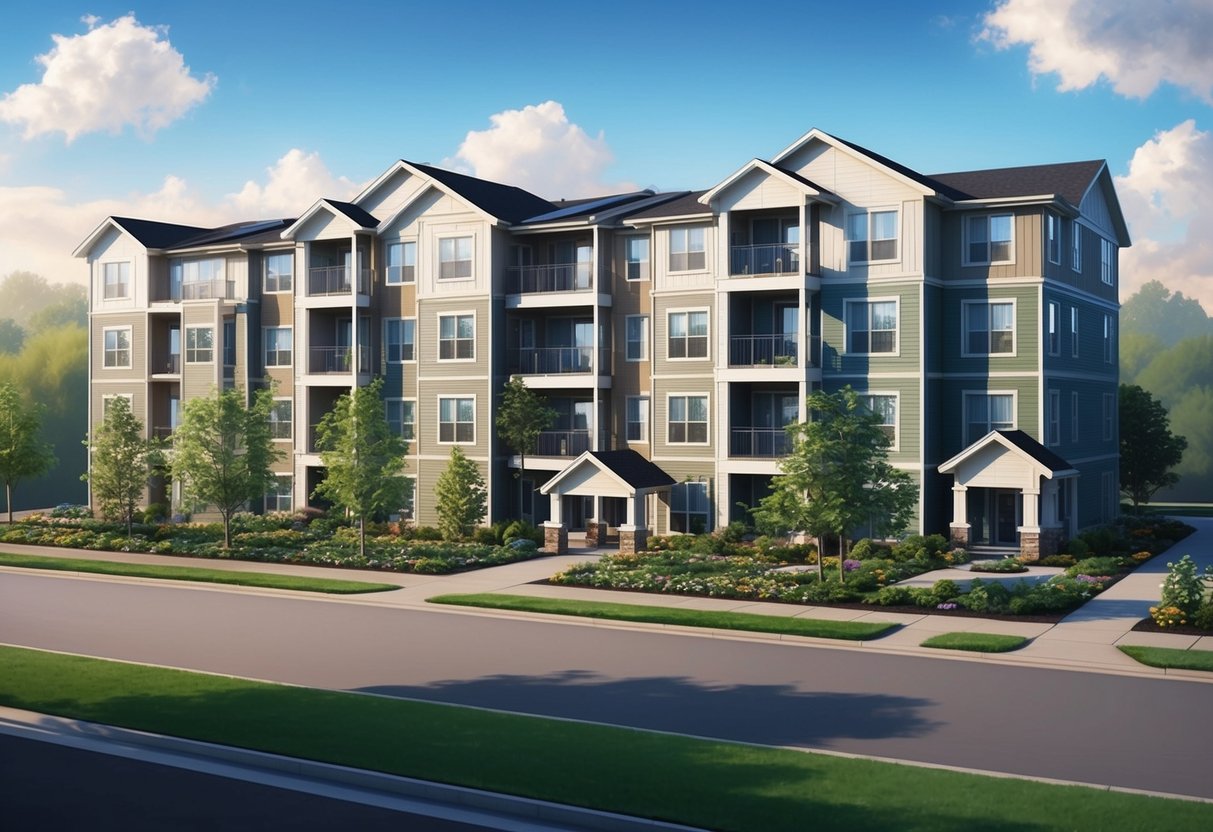 A cozy apartment building with modern amenities and well-maintained landscaping, attracting potential tenants and maximizing rental income
