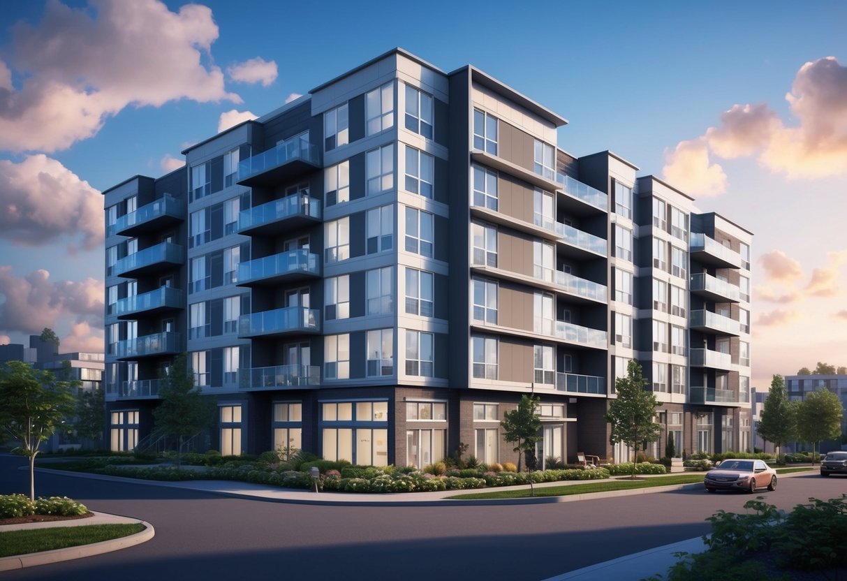 A modern apartment building with well-maintained landscaping and updated amenities, attracting potential tenants and increasing rental income