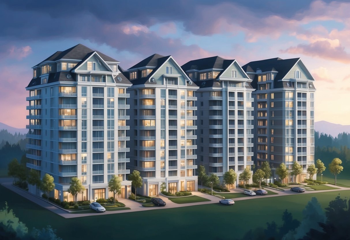 A diverse portfolio of rental properties, including residential and commercial units, with various amenities and features to increase passive income