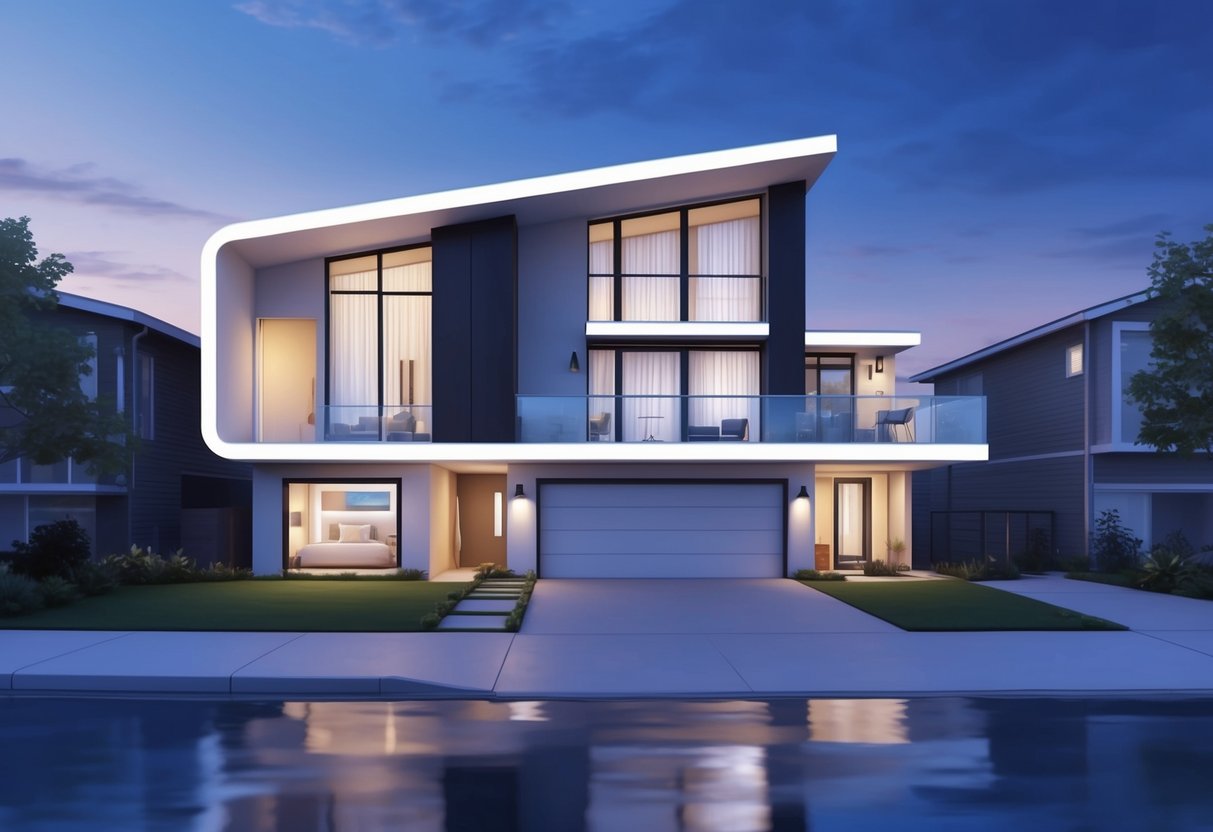 A modern, sleek vacation rental property with keyless entry, smart thermostats, and automated check-in/out processes