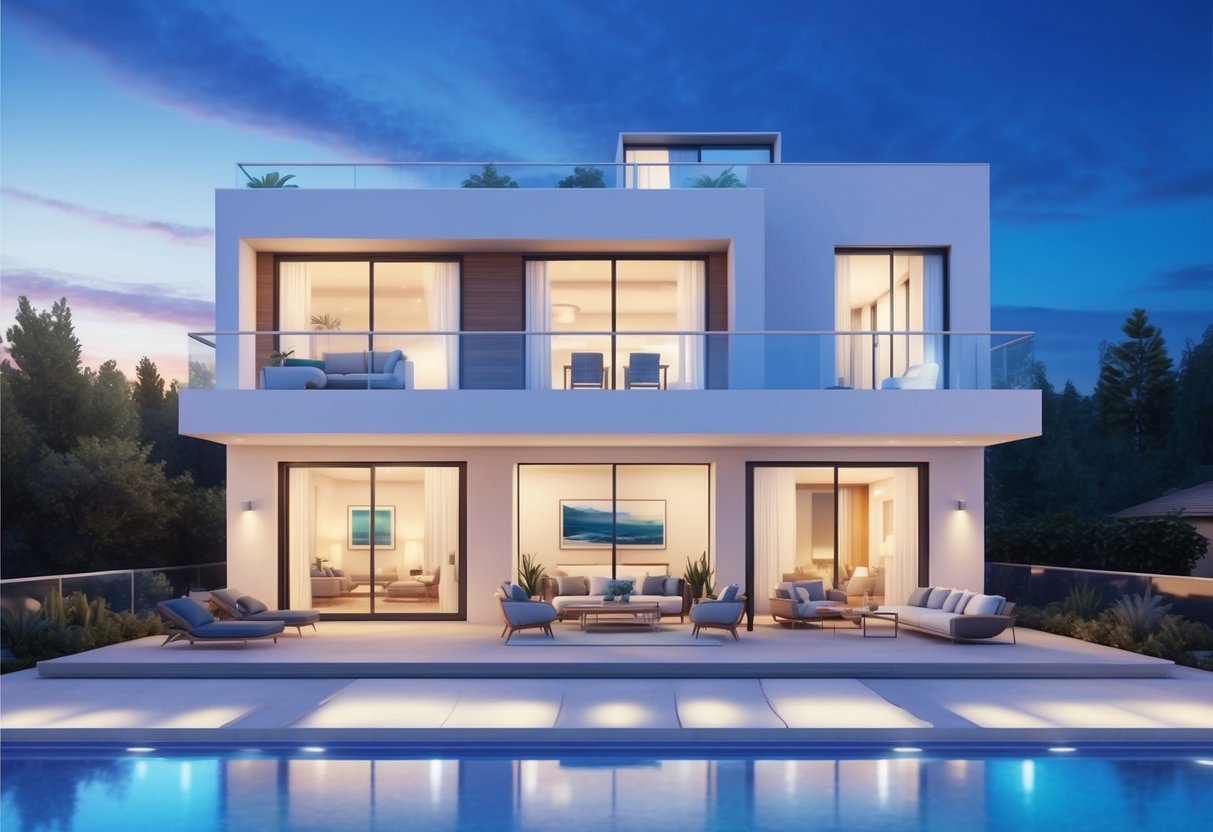 A modern vacation rental with smart devices seamlessly integrated, managed by channel management software