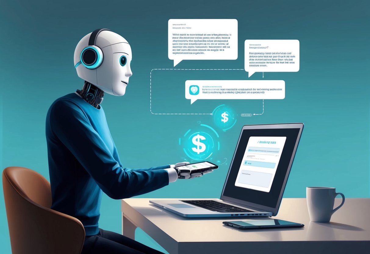 A chatbot engages with potential leads, funneling them toward passive income opportunities