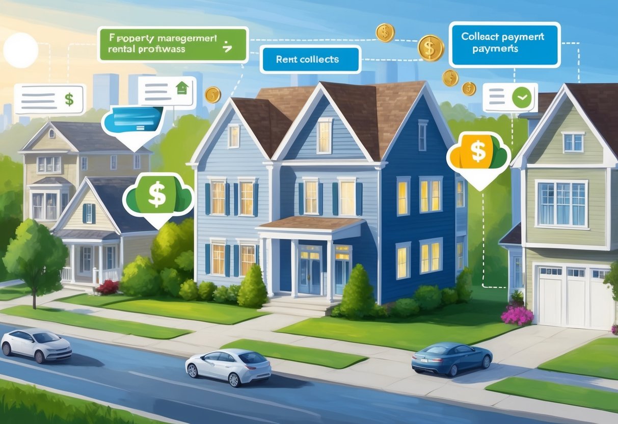 A property management software automatically collects rent payments from various rental properties, showing a seamless and efficient process