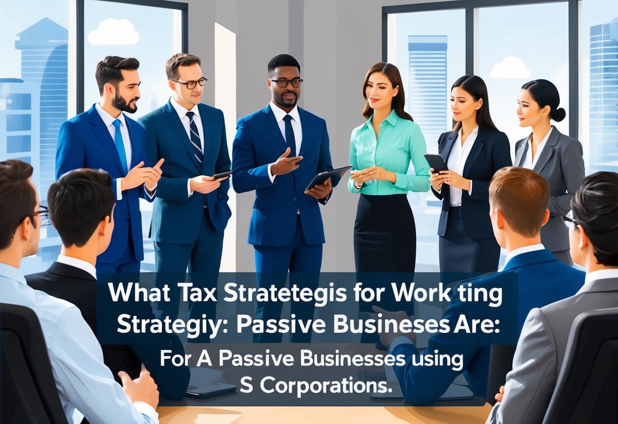 A group of business professionals discussing tax strategies for passive businesses using S Corporations