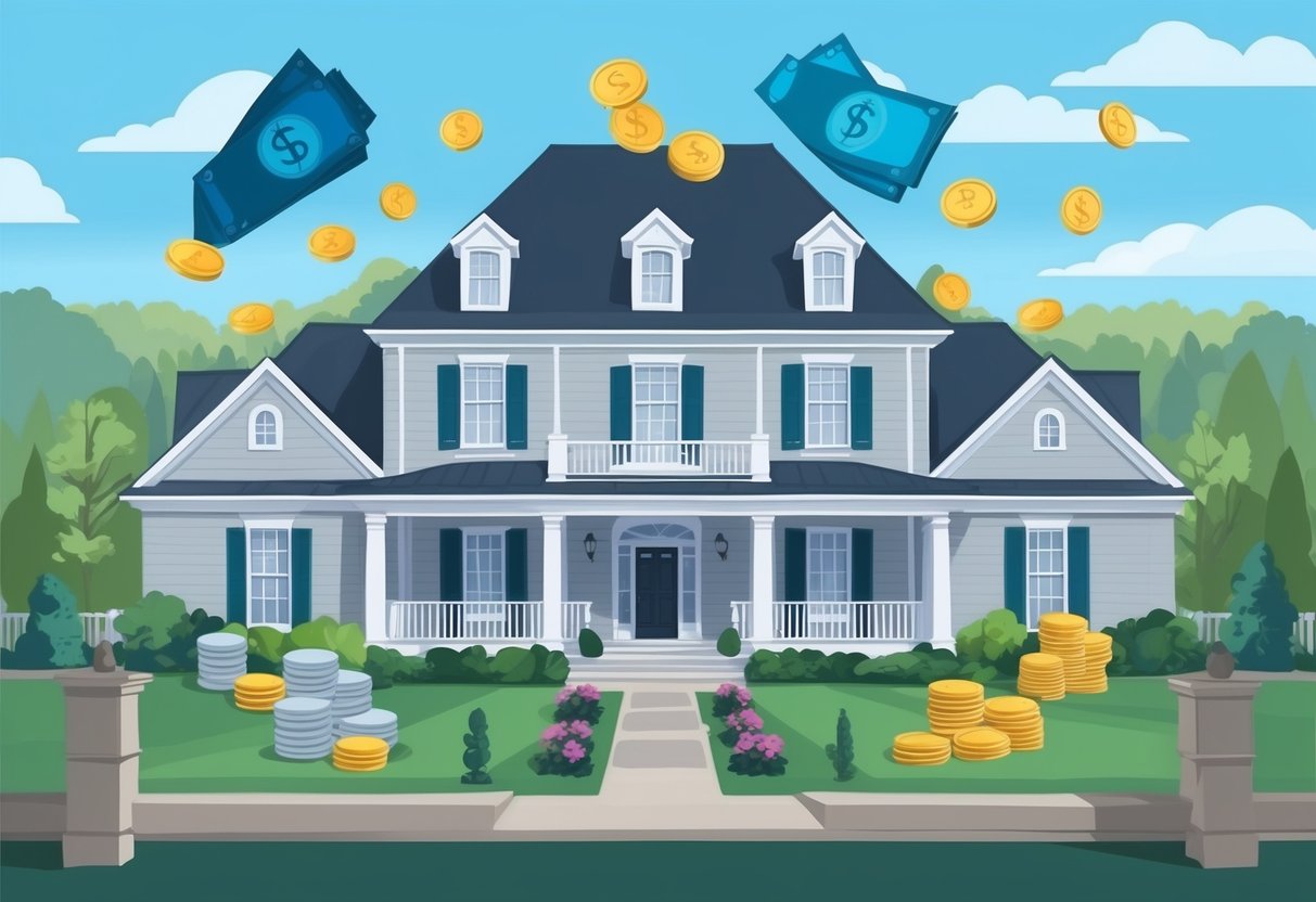 A family estate with various assets, such as property, stocks, and cash, being donated to charitable organizations