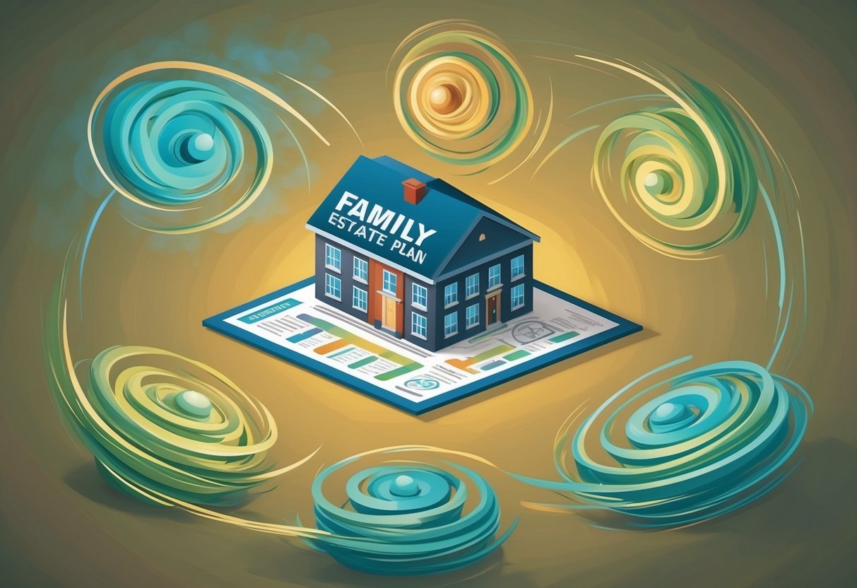 A family estate plan surrounded by eight swirling tax implications