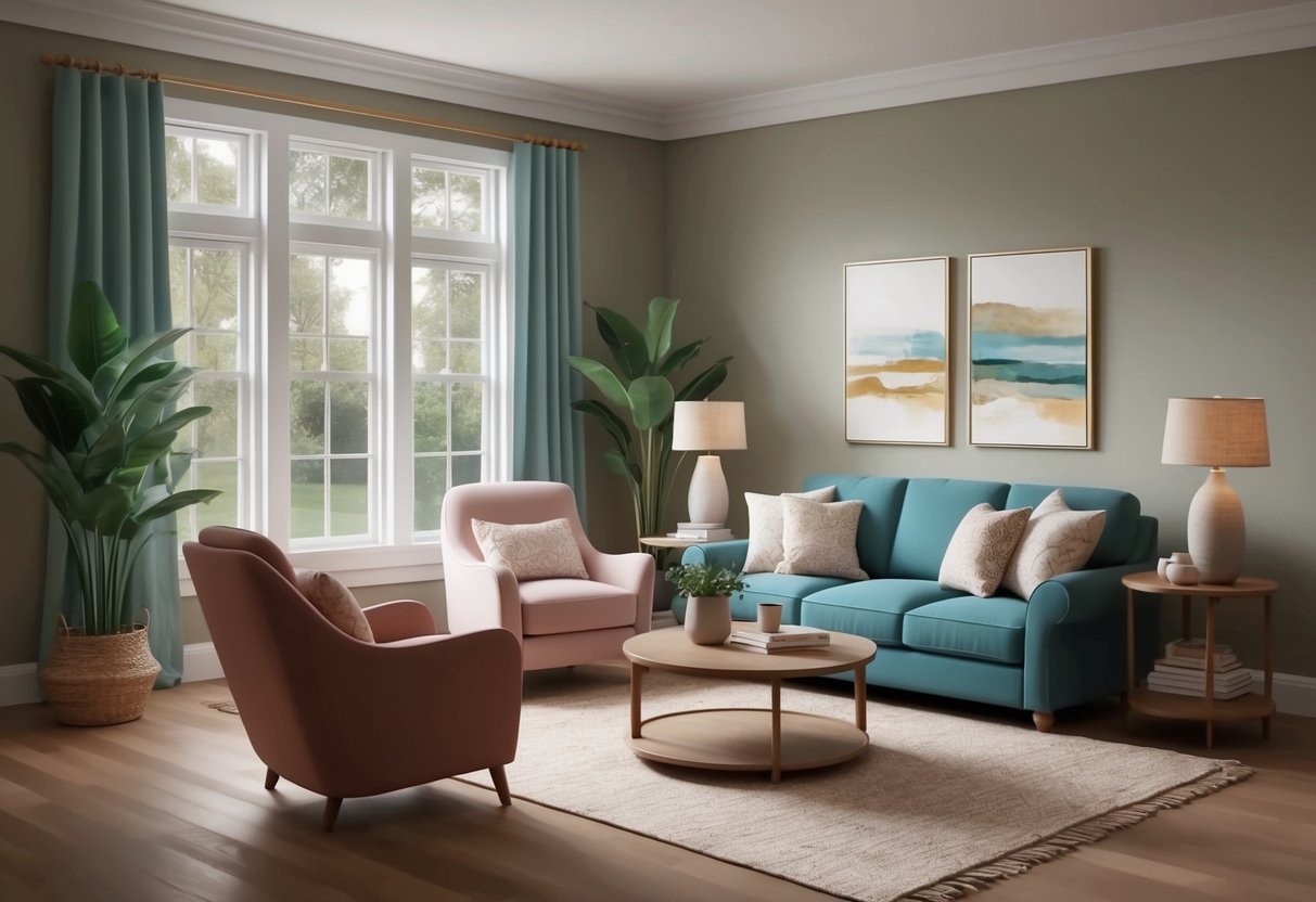A peaceful living room with cozy furniture and a well-maintained home environment, featuring a comfortable chair and a warm, inviting atmosphere
