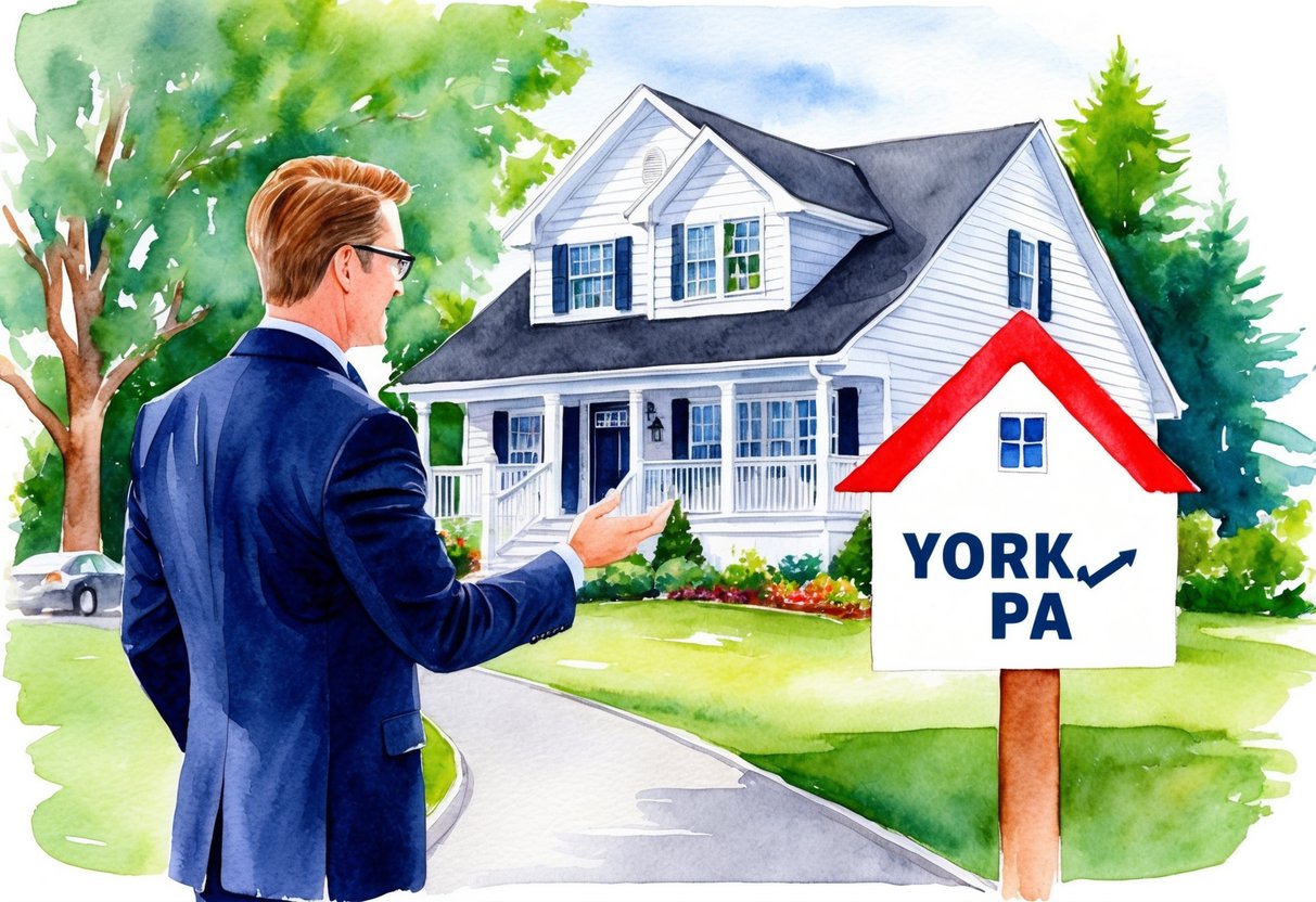A real estate agent showing a property to potential investors in York, PA