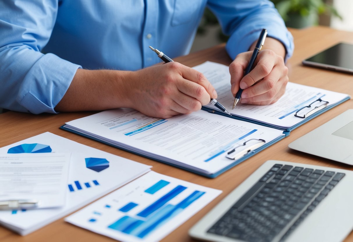 A person reviewing legal and financial documents for real estate investing in Cranston, RI