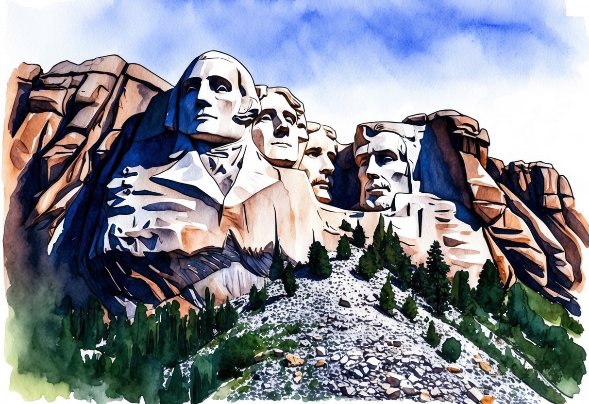 A scenic view of Mount Rushmore in South Dakota, with surrounding real estate properties and investment opportunities