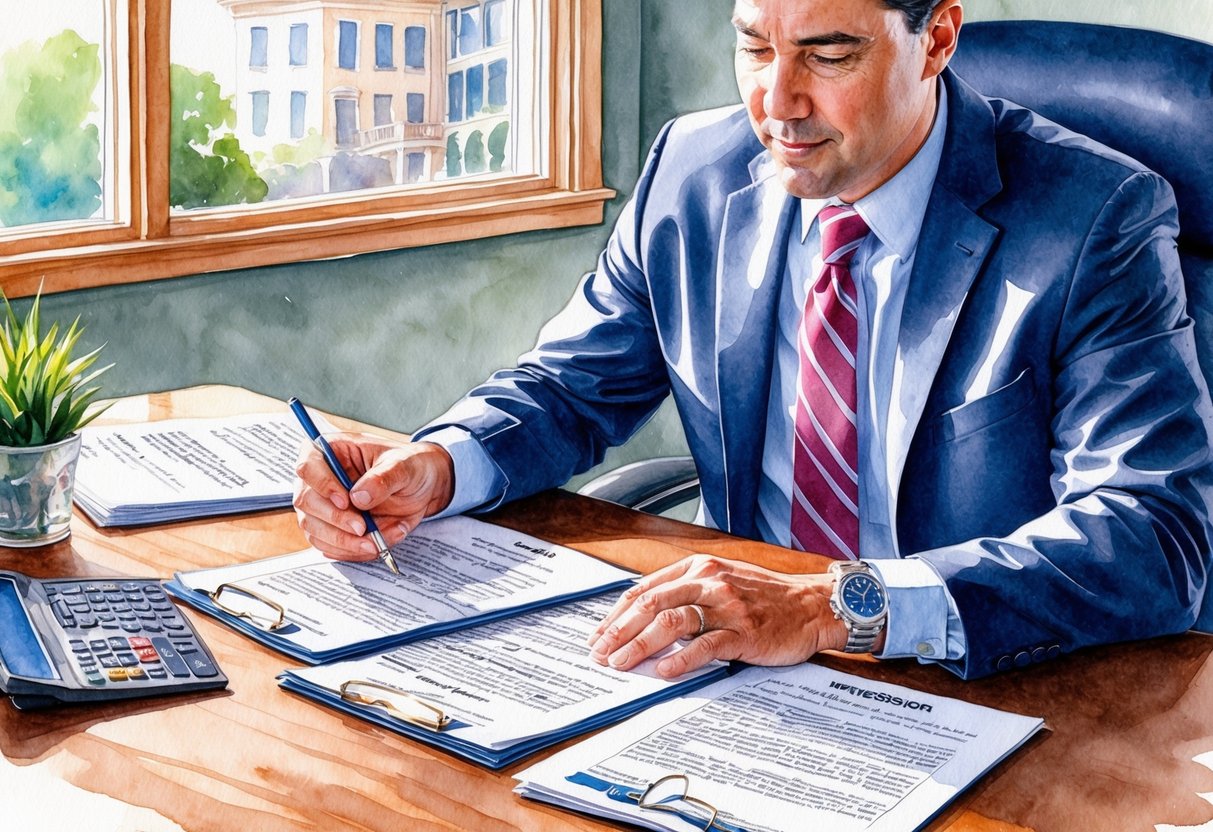 A real estate investor reviewing legal documents in a Memphis office