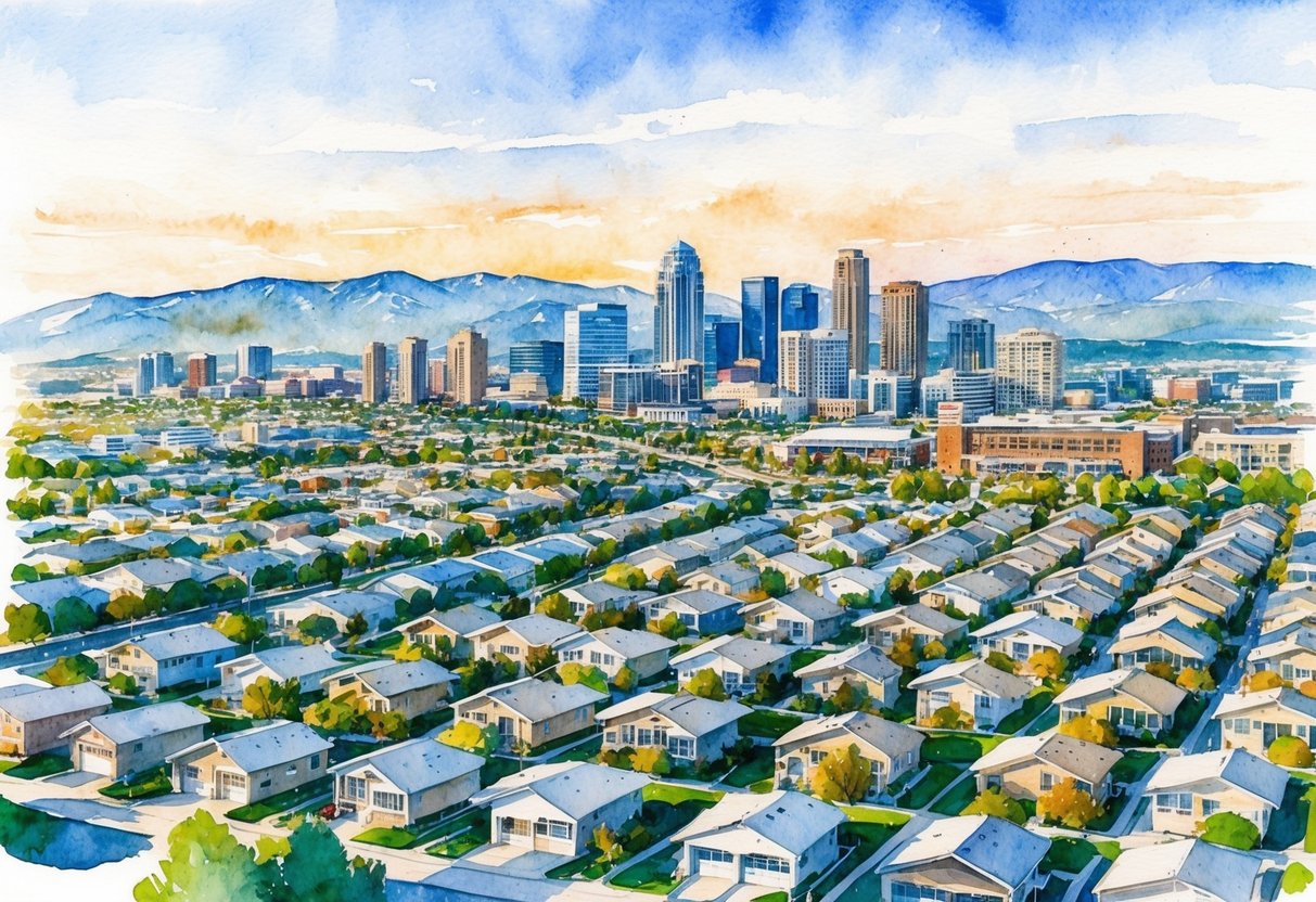 Aerial view of Salt Lake City, Utah with rows of houses and city skyline, showcasing top neighborhoods for real estate investing