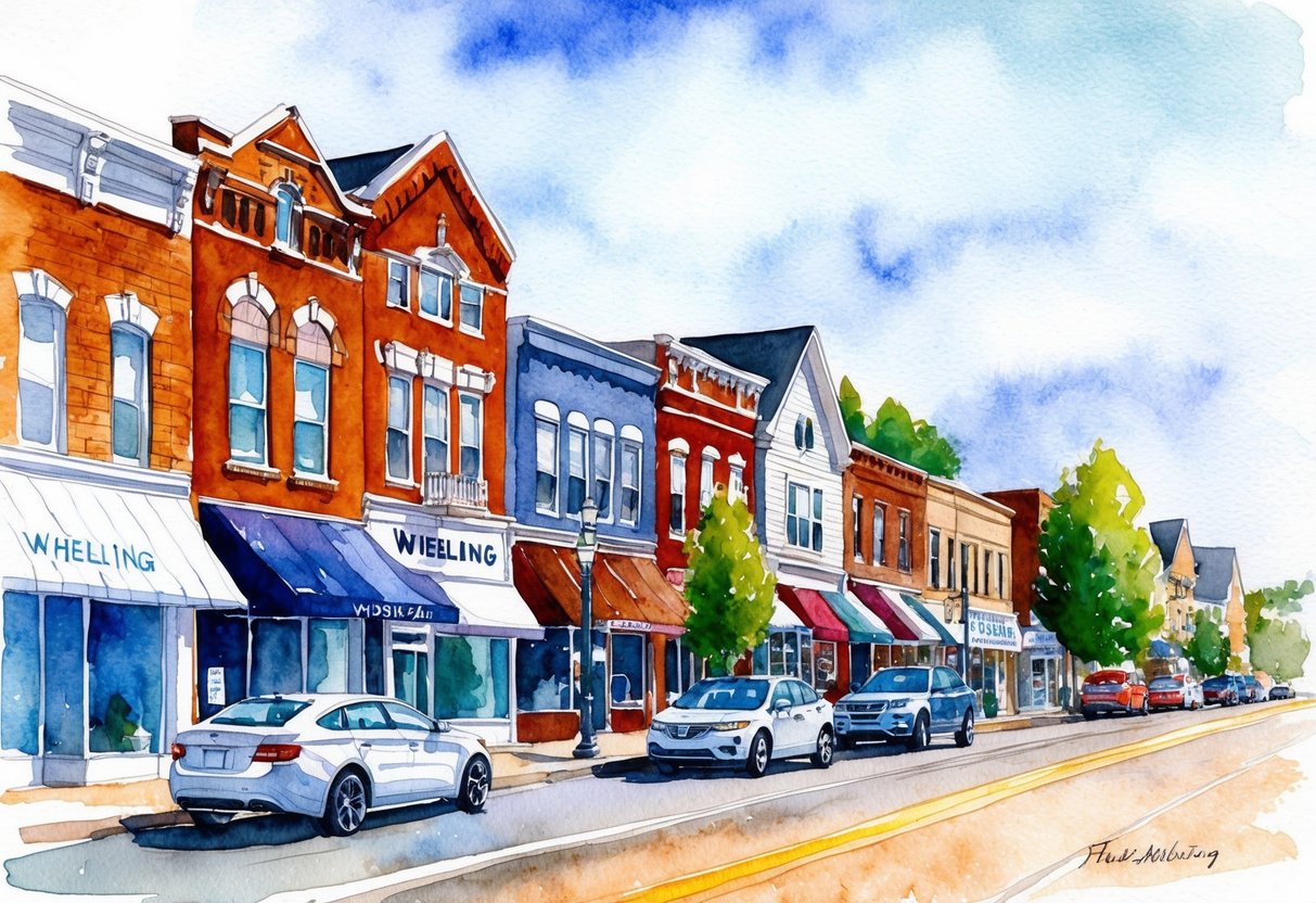 A diverse array of homes and businesses line the streets of Wheeling, showcasing the unique character of its neighborhoods and communities