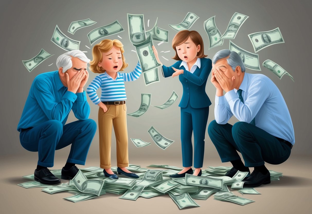 A middle-class family struggling to save money, with empty retirement accounts and financial stress